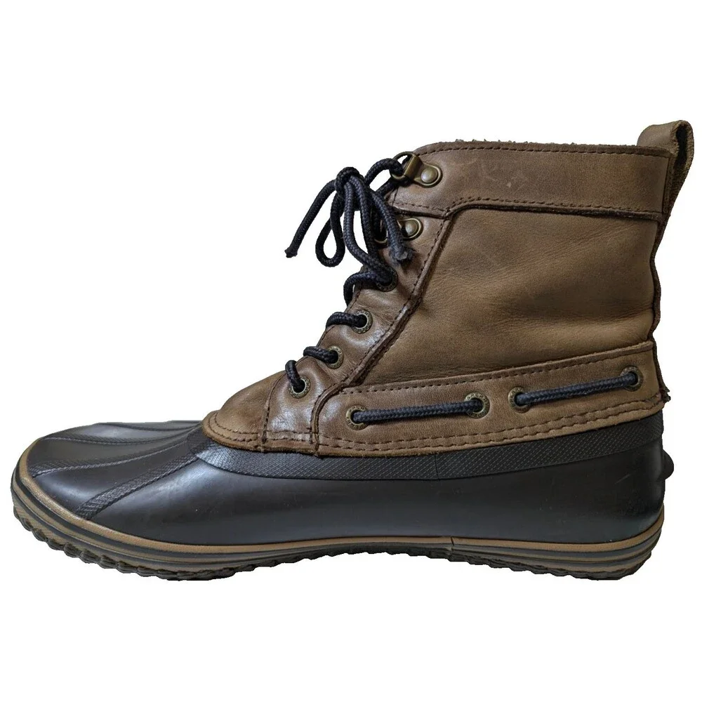 Sperry Avenue Men's Duck Boots Size 11.5 Brown Leather Waterproof Rain Winter